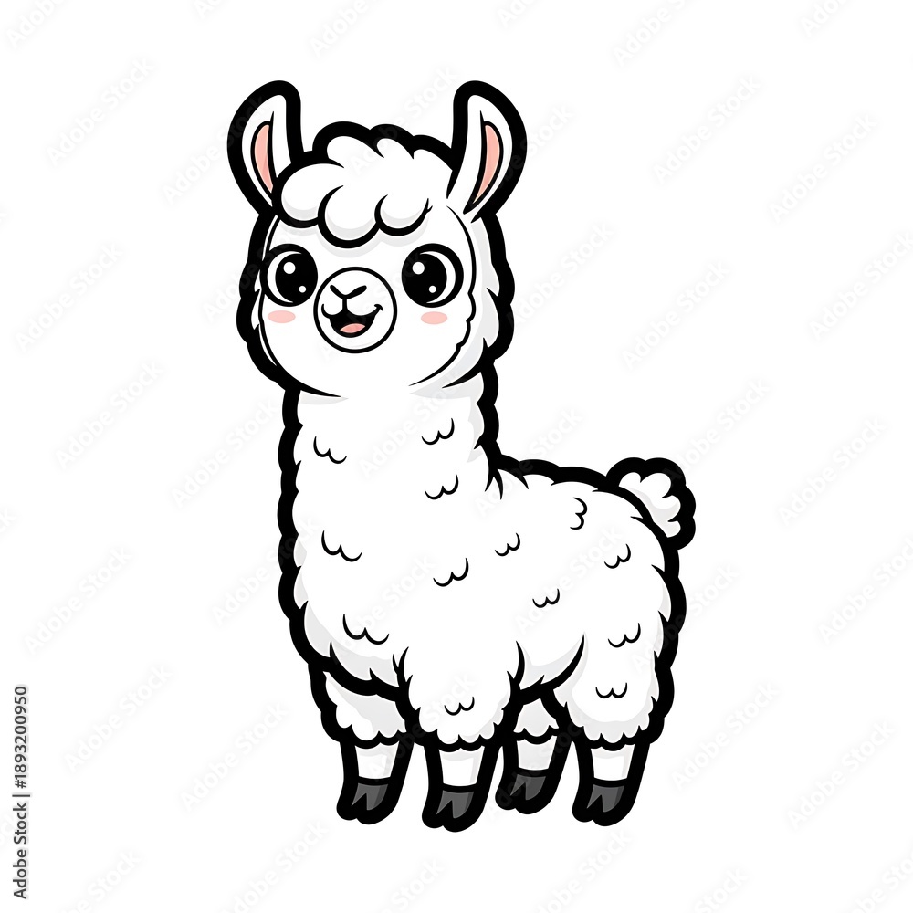 Obraz premium Adorable Cartoon Llama Illustration.