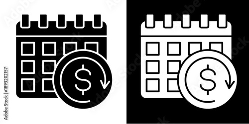 Monthly Icon Set White Glyph Style Collection