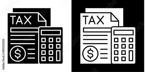 Tax Icon Set White Glyph Style Collection