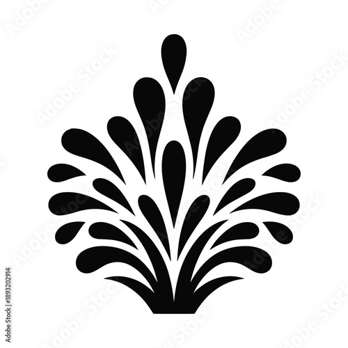 Black silhouette of water splashing upwards vector illustration isolated on white background