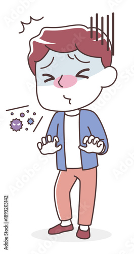 くしゃみをする男性（風邪・アレルギー・花粉症）