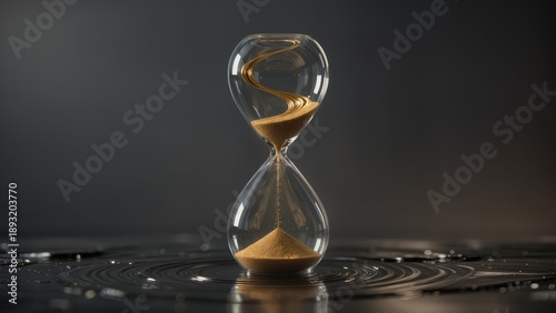 surreal hourglass with reverse sand flow against soft background