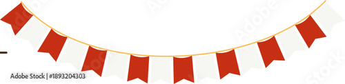 Festive Red and White bunting Flag Garland