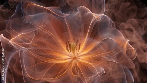 Fine Art Bloom with Flowing Petals on Black Background	