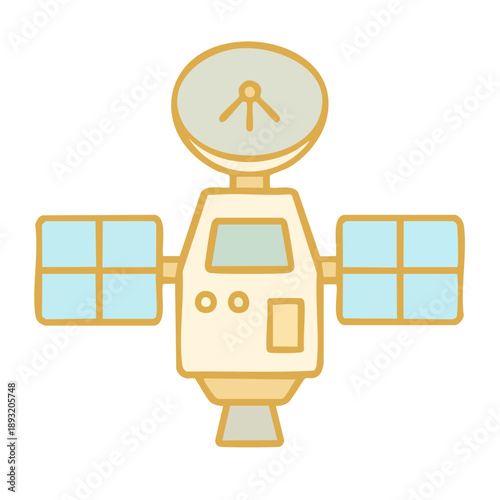 Satellite with Antenna and Solar Panels.