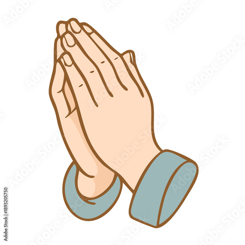 Hands Together in Prayer Gesture Illustration.
