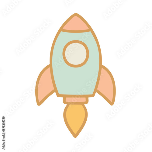 Simple Cartoon Rocket Ship Illustration.