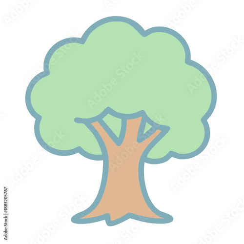Simple Cartoon Tree Illustration.