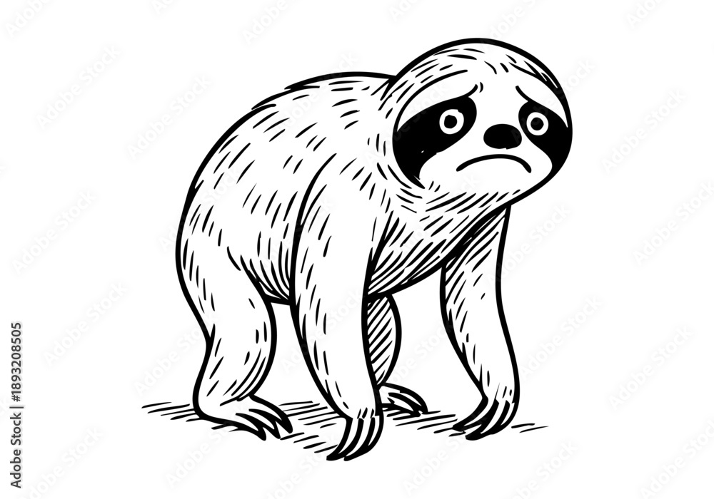 Obraz premium Sloth hand drawn simple sketch vector illustration