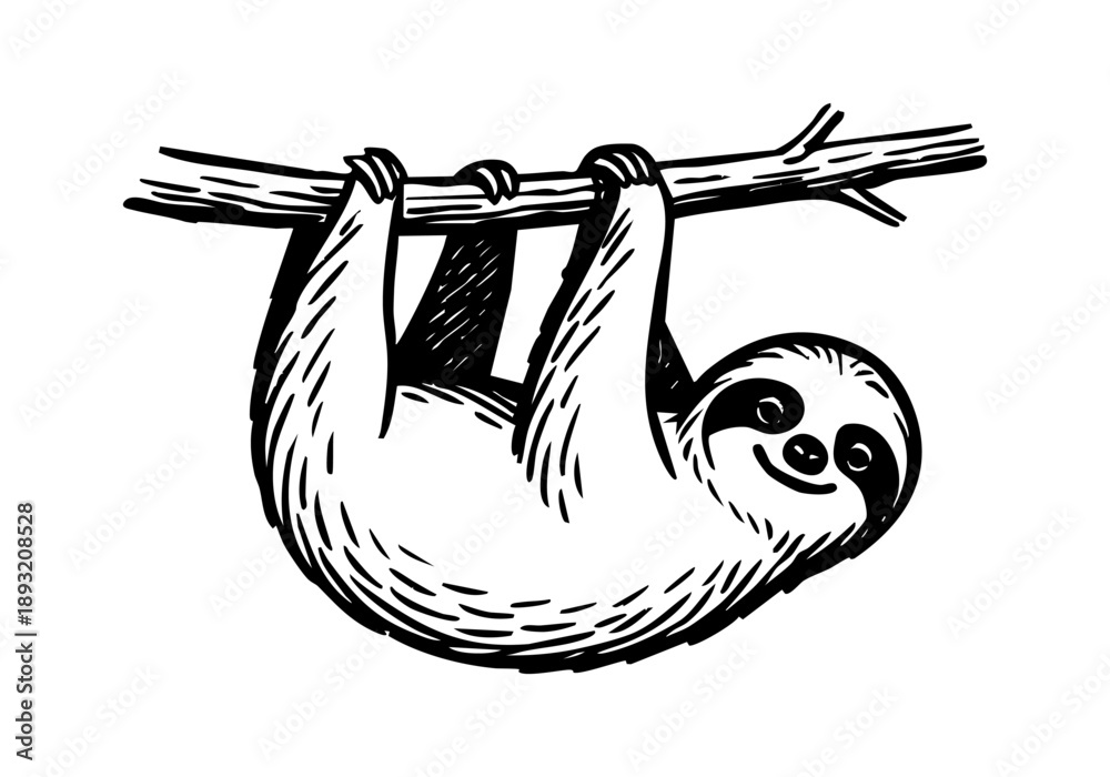 Obraz premium Sloth hand drawn simple sketch vector illustration