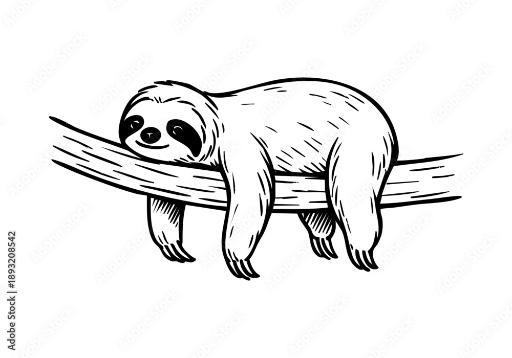 Obraz premium Sloth hand drawn simple sketch vector illustration