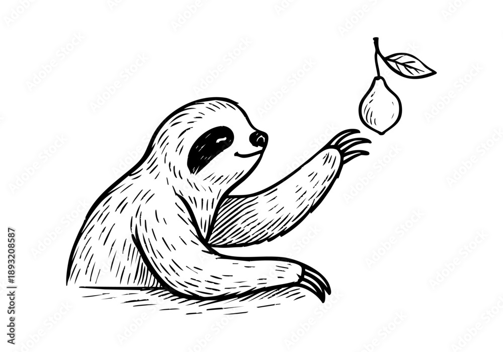 Obraz premium Sloth hand drawn simple sketch vector illustration