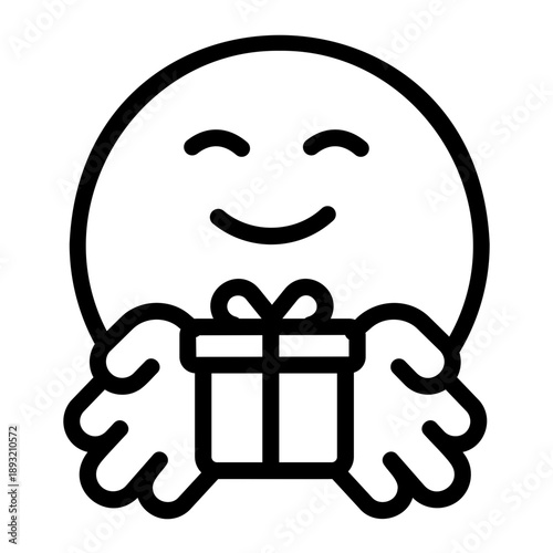 Emoji gift Line Icon