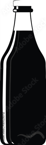 Minimalist black bottle icon with gray cap on white background vector illustration for beverage labels and packaging design
