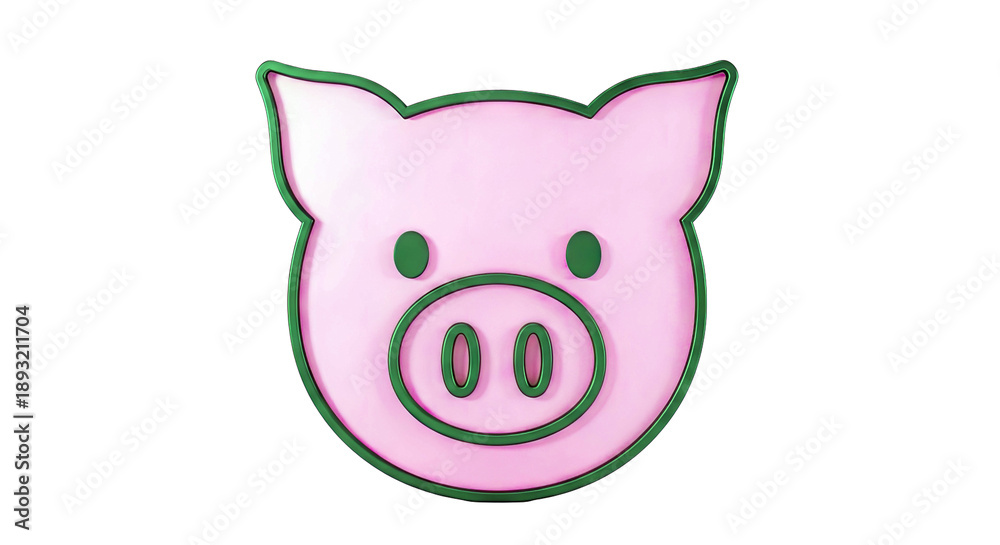 Obraz premium Pink Pig Face Icon