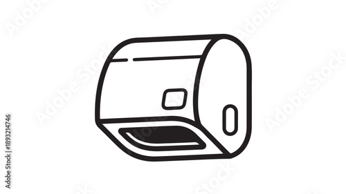 Simple Hand Dryer Icon in Minimalist Style with Black Outline on White Background for Web Design