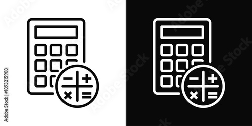 Calculator Icon White And Black Background Style