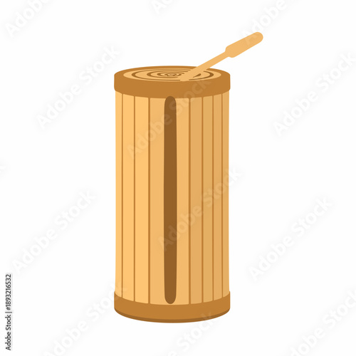 Traditional Bamboo Cannon or Meriam Bambu Toy Vector Illustration