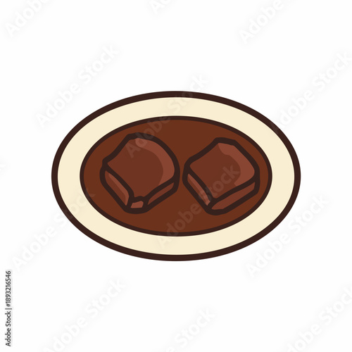 Bowl of Rendang Traditional Indonesian Spicy Beef Stew Vector