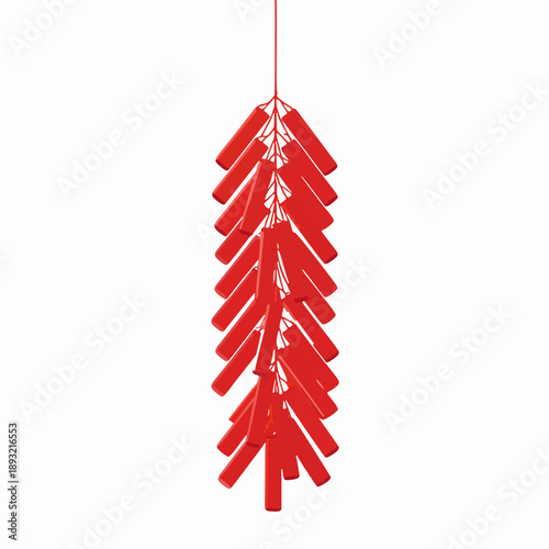 Hanging Red Chinese Firecrackers String Vector Illustration