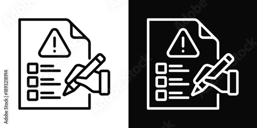 Incident Report Icon White And Black Background Style