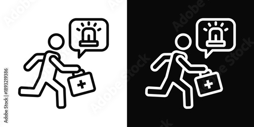 Emergency Response Icon White And Black Background Style