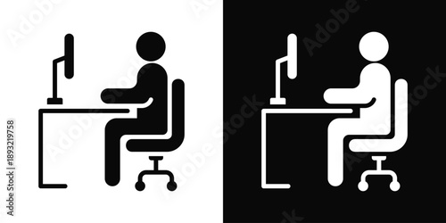 Ergonomic Icon White And Black Background Style