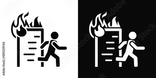 Evacuation Icon White And Black Background Style