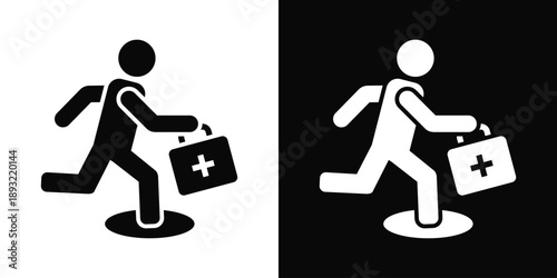First Aid Icon White And Black Background Style