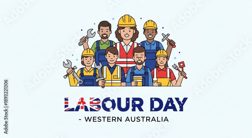 Labour day western australia celebration diverse workers illustration