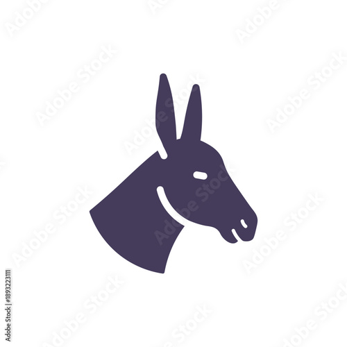 Donkey Democratic Party Icon, Political Election Symbol of USA Politics, Solid Glyph Vector Emblem for Campaign, Voting and Democracy.
