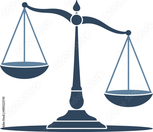 Stylized Silhouette of a Justice Scale with Two Unbalanced Pans