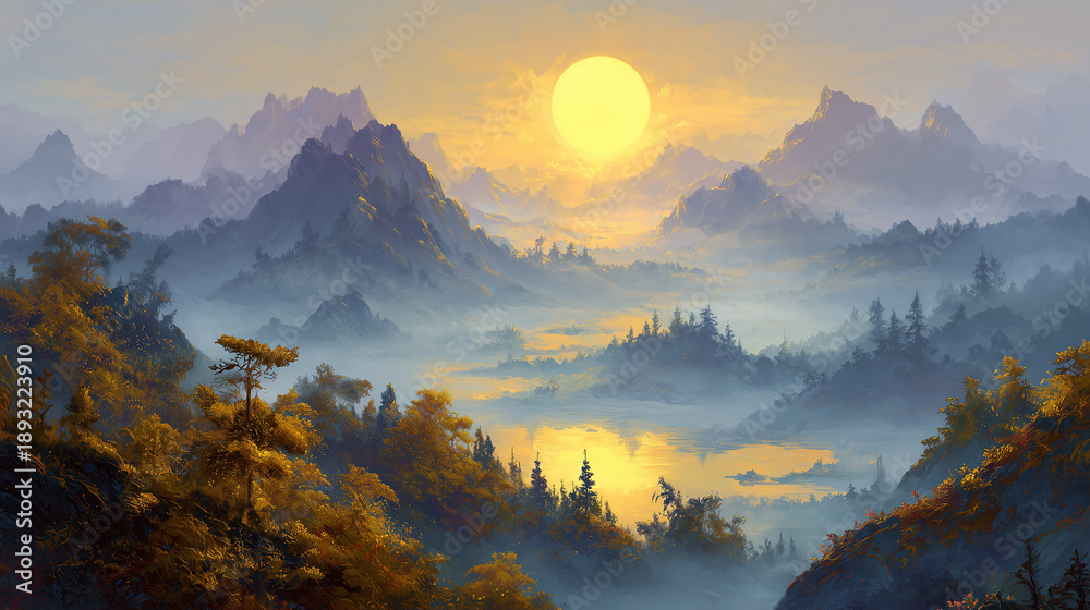 Obraz premium sunset in the mountains