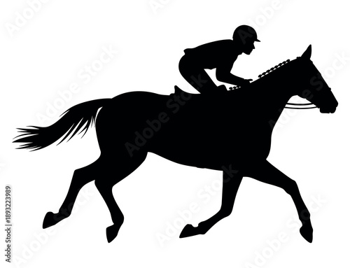 Horse and Rider Silhouette Galloping Dynamic Pose Vector Illustration