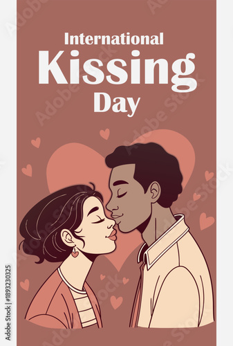 Celebrating international kissing day with a loving couple's affectionate moment