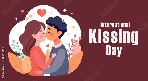 Celebrating international kissing day with a loving couple's affectionate embrace
