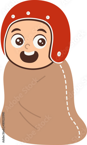 karakter gadis dengan helm merah ikut lomba balap karung saat 17-an