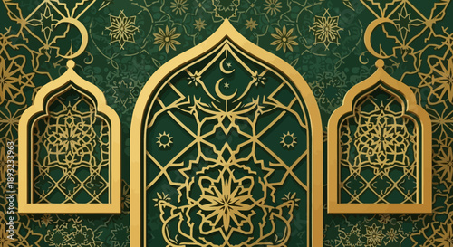 Islamic Golden Ornate Arch.