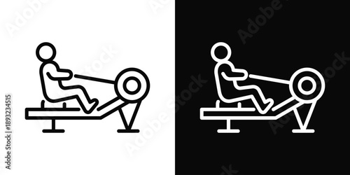 Rowing machine Icon White And Black Background Style