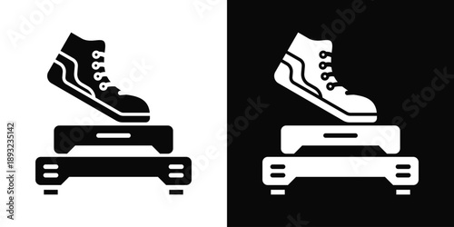 Aerobic Icon White And Black Background Style