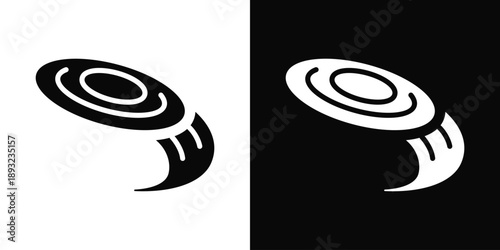 Frisbee Icon White And Black Background Style