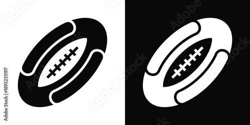 Rugby ball Icon White And Black Background Style