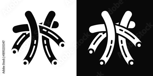 Noodles Icon White And Black Background Style