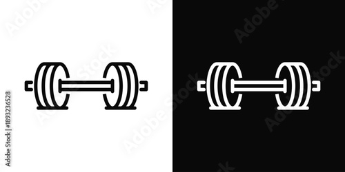 Barbells Icon White And Black Background Style