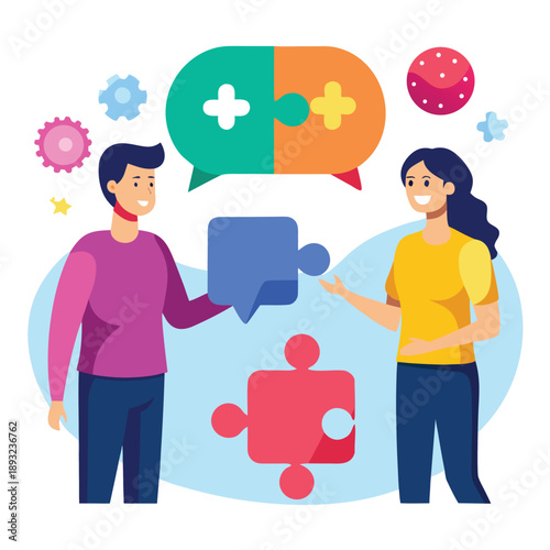 Diverse People Talking with Colorful Speech Bubbles, Communication and Connection, Social Interaction