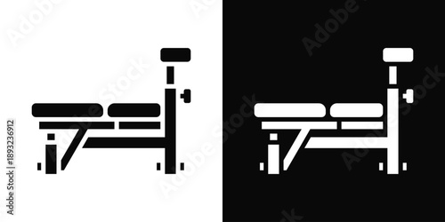 Weight bench Icon White And Black Background Style