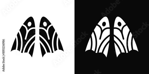 Flippers Icon White And Black Background Style