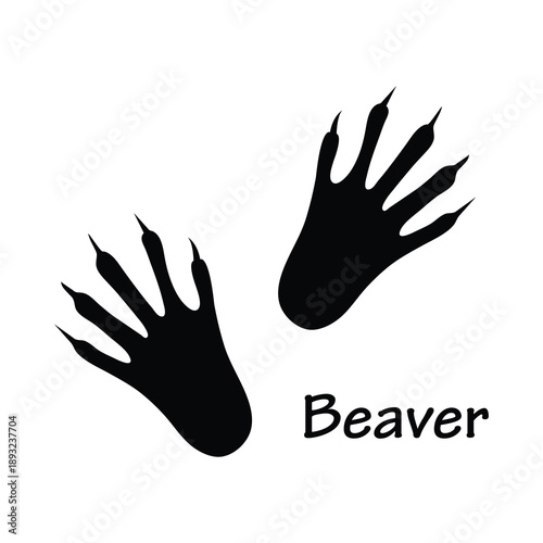 Beaver Footprint Animal Track, Beaver Footprint Symbol Illustration