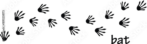 Bat Animal Footprint Vector, Bat Foot Print Illustration EPS