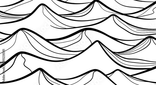 Abstract Black and White Wavy Lines Pattern.